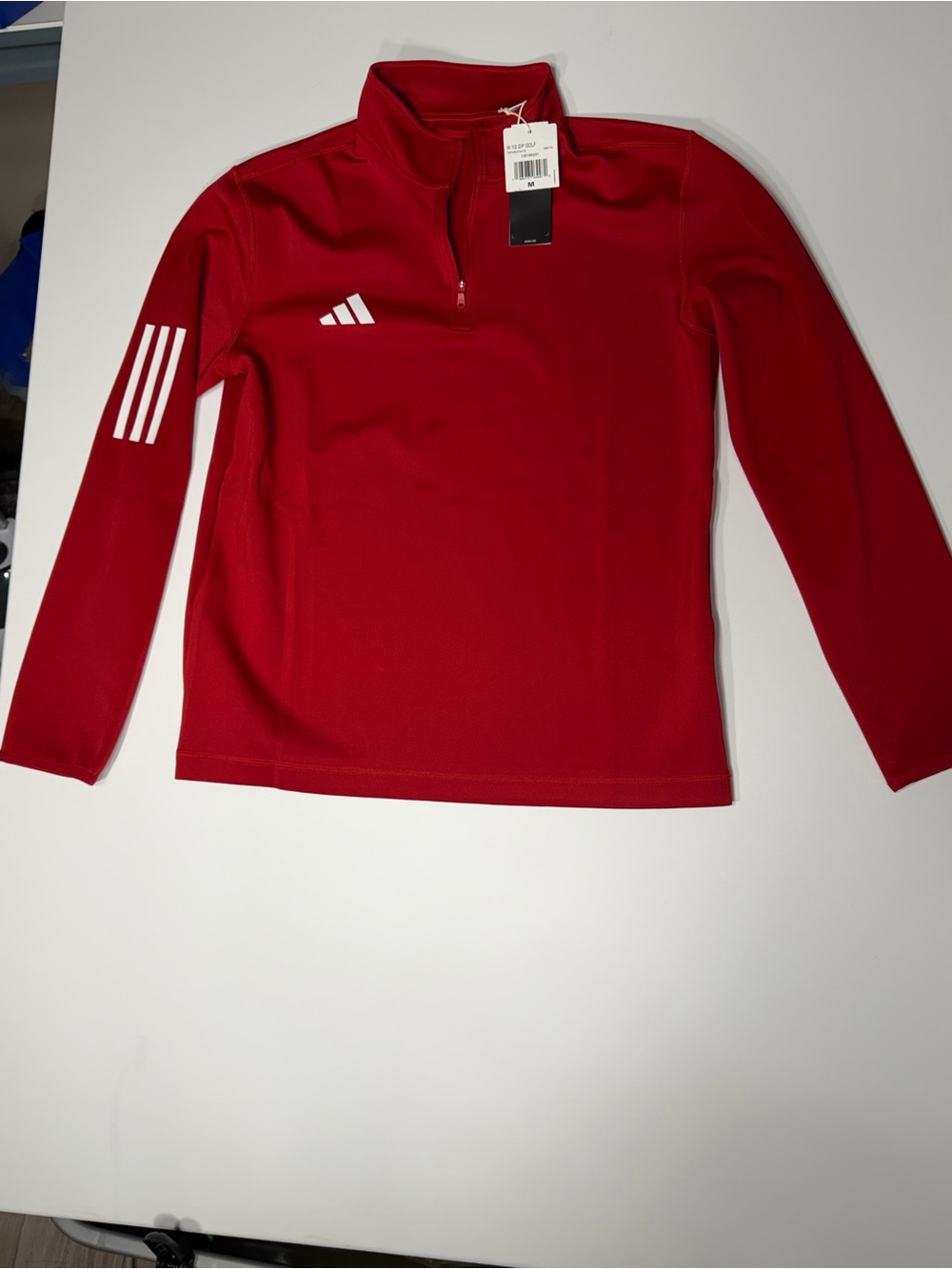adidas Men’s Red Long-Sleeve Half-Zip Training Top size M new w tags